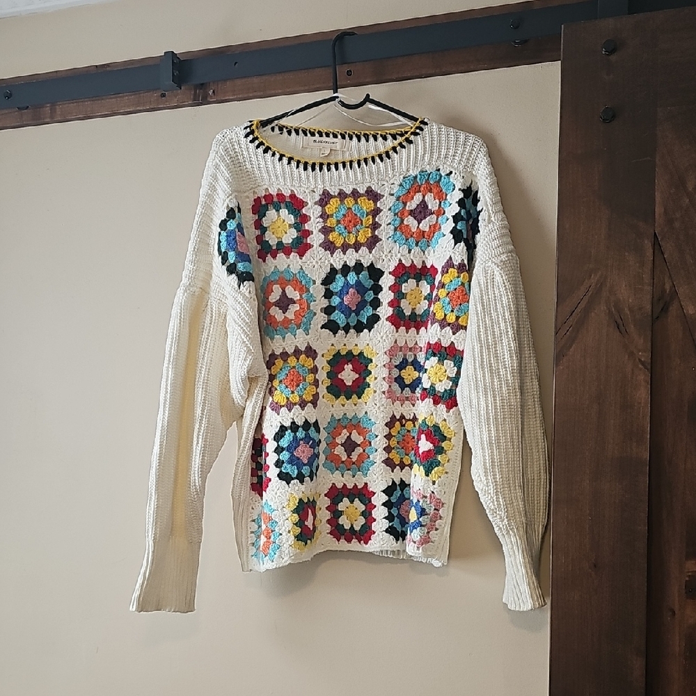 Colorful Crochet Patterned Sweater